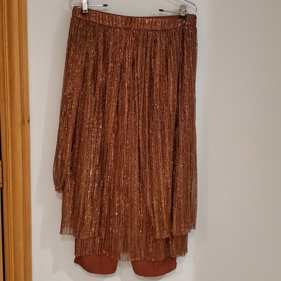 Anthropologie Maeve Metallic Copper Pants Skirt - Picture 8 of 15